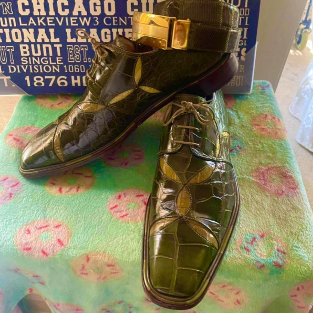 Mauri Multi Colored Alligator Shoes SZ11 and David Eden Gator belt SZ 42